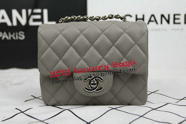 Chanel Classic MINI Flap Bag CF1115 Grey Cannage Pattern Silver