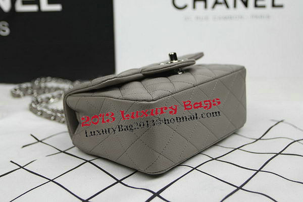 Chanel Classic MINI Flap Bag CF1115 Grey Cannage Pattern Silver