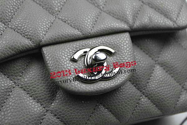 Chanel Classic MINI Flap Bag CF1115 Grey Cannage Pattern Silver