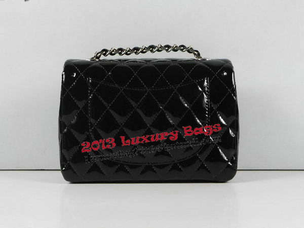 Chanel Classic MINI Flap Bag CF1119 Black Patent Leather Silver