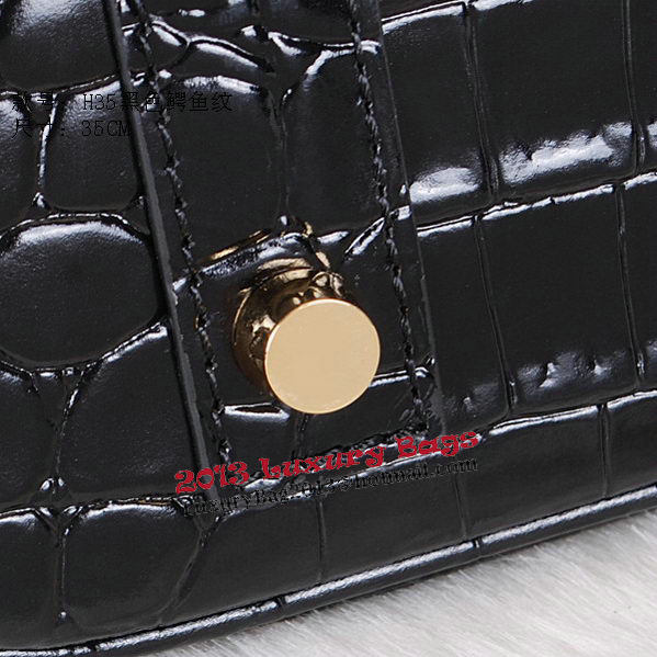 Hermes Birkin 35CM Tote Bag Shiny Croco Leather H35C Black