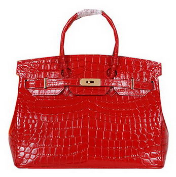 Hermes Birkin 35CM Tote Bag Shiny Croco Leather H35C Red