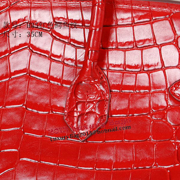 Hermes Birkin 35CM Tote Bag Shiny Croco Leather H35C Red