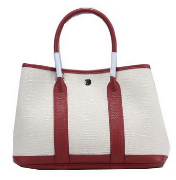 Hermes Garden Party 30cm Tote Bag Canvas Burgundy