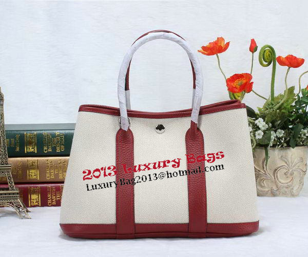 Hermes Garden Party 30cm Tote Bag Canvas Burgundy