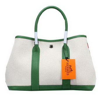 Hermes Garden Party 30cm Tote Bag Canvas Green