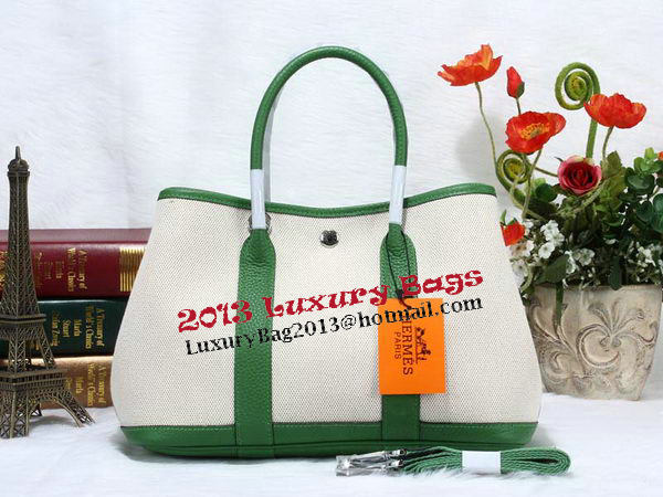 Hermes Garden Party 30cm Tote Bag Canvas Green