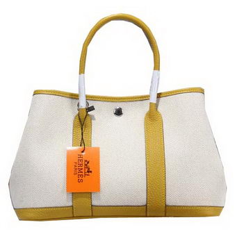 Hermes Garden Party 30cm Tote Bag Canvas Yellow