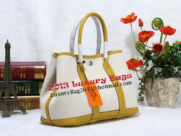 Hermes Garden Party 30cm Tote Bag Canvas Yellow