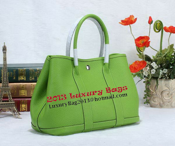 Hermes Garden Party 30cm Tote Bag Grainy Leather Green