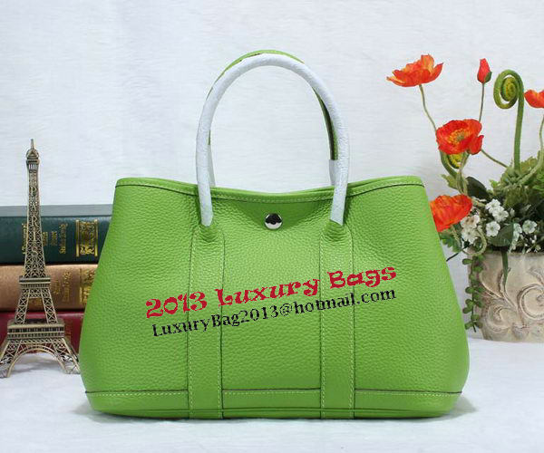 Hermes Garden Party 30cm Tote Bag Grainy Leather Green