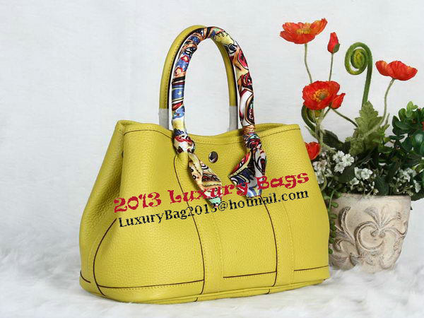 Hermes Garden Party 30cm Tote Bag Grainy Leather Lemon