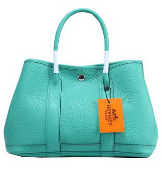 Hermes Garden Party 30cm Tote Bag Grainy Leather Light Green