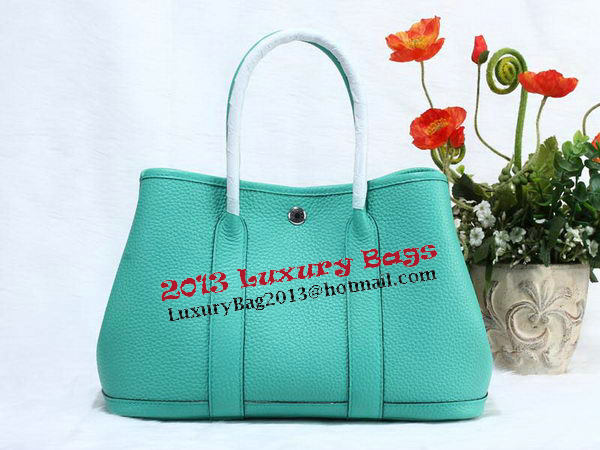 Hermes Garden Party 30cm Tote Bag Grainy Leather Light Green