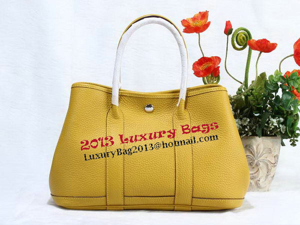 Hermes Garden Party 30cm Tote Bag Grainy Leather Yellow