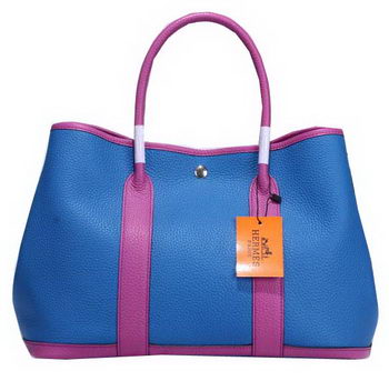 Hermes Garden Party 36cm Tote Bag Grainy Leather Blue