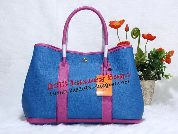 Hermes Garden Party 36cm Tote Bag Grainy Leather Blue