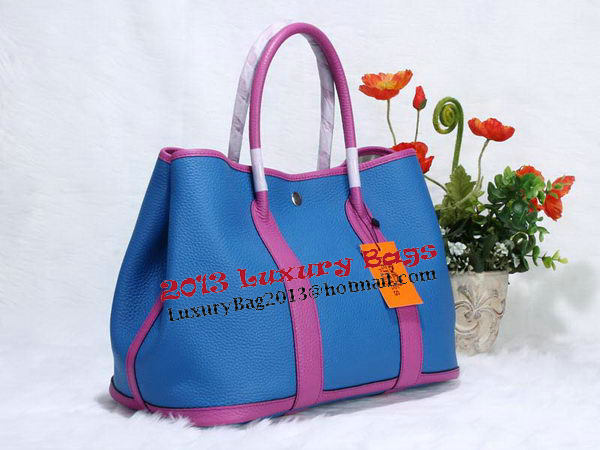 Hermes Garden Party 36cm Tote Bag Grainy Leather Blue