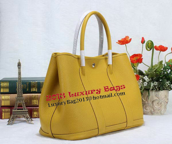 Hermes Garden Party 36cm Tote Bag Grainy Leather Yellow