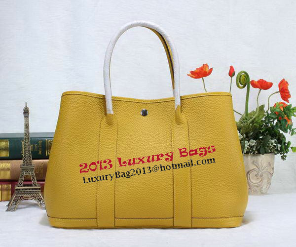 Hermes Garden Party 36cm Tote Bag Grainy Leather Yellow