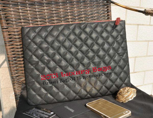 Chanel Clutch Bag Black Cannage Pattern Leather A82044 Gold