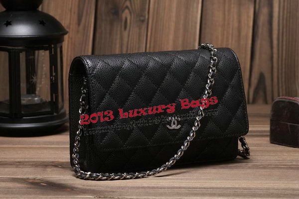 Chanel mini Flap Bag A33814 Black Cannage Pattern Silver