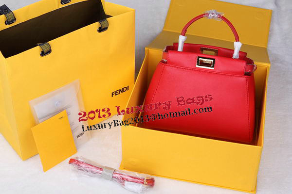 Fendi mini Peekaboo Bag Sheepskin Leather FD520885 Red