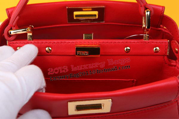 Fendi mini Peekaboo Bag Sheepskin Leather FD520885 Red