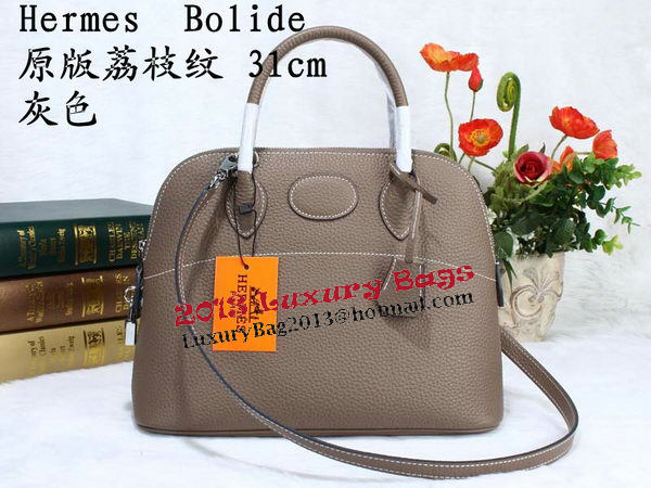 Hermes Bolide 31CM Calfskin Leather Tote Bag H509083 Grey