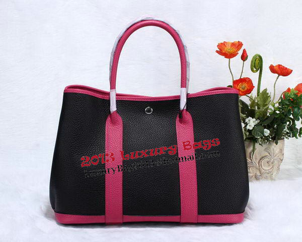 Hermes Garden Party 36cm Tote Bag Grainy Leather Black&Rose