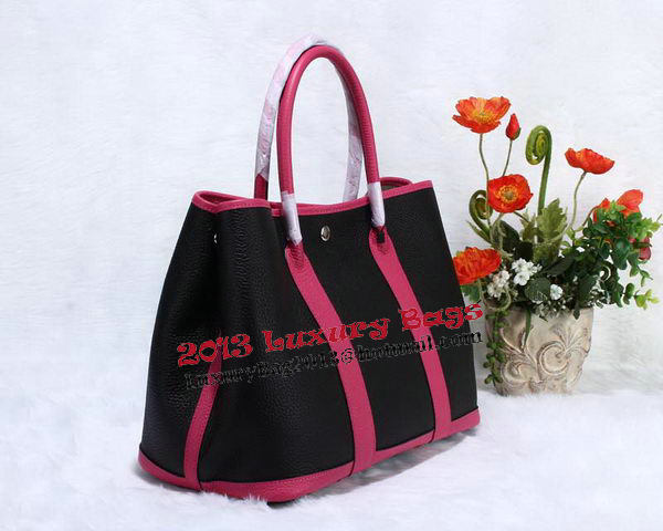 Hermes Garden Party 36cm Tote Bag Grainy Leather Black&Rose