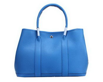 Hermes Garden Party 36cm Tote Bag Grainy Leather Blue