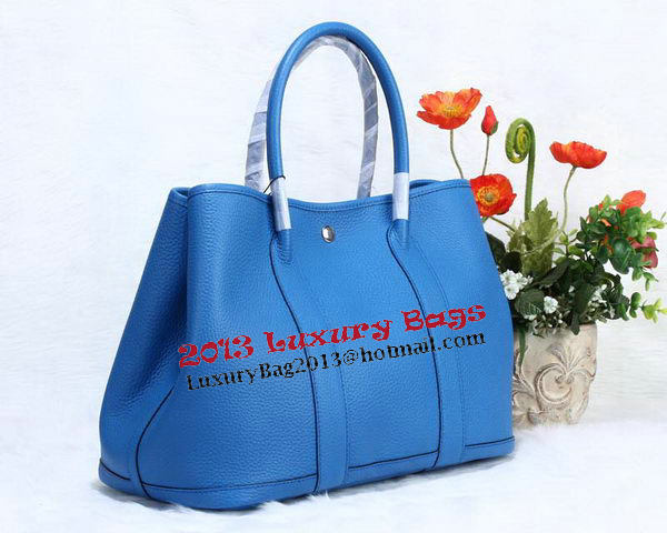 Hermes Garden Party 36cm Tote Bag Grainy Leather Blue