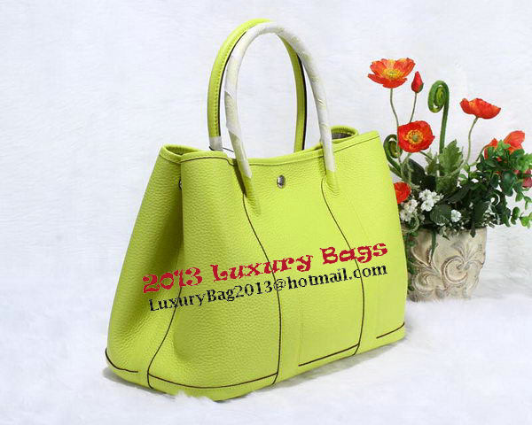 Hermes Garden Party 36cm Tote Bag Grainy Leather Lemon