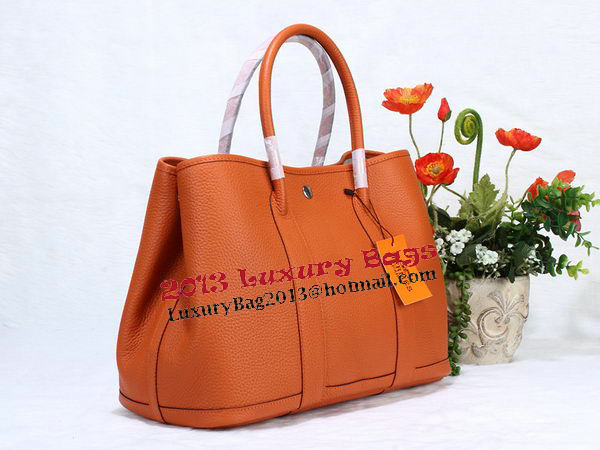 Hermes Garden Party 36cm Tote Bag Grainy Leather Orange