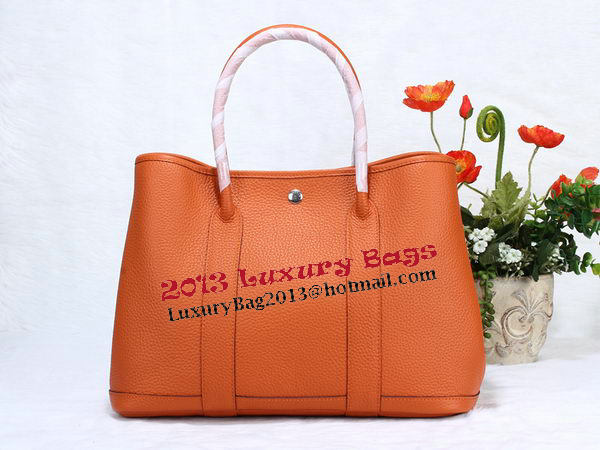 Hermes Garden Party 36cm Tote Bag Grainy Leather Orange