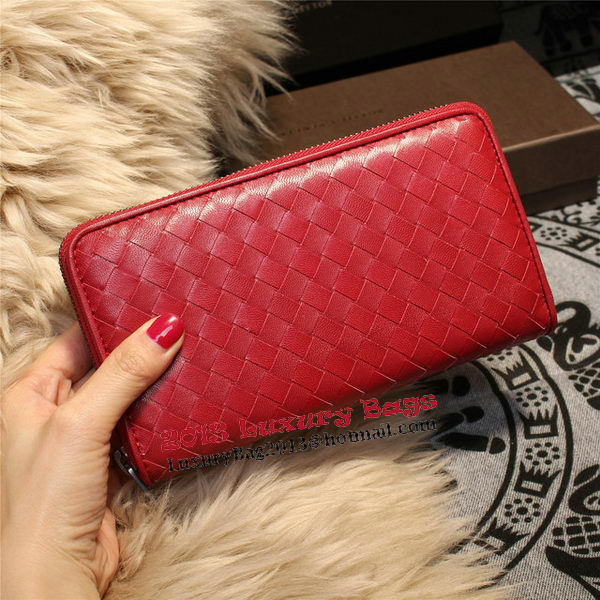 Bottega Veneta Intrecciato Nappa Zip Around Wallets 114073 Red