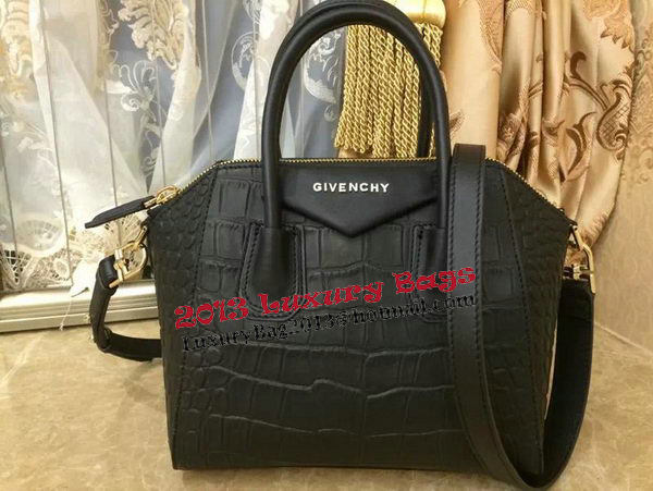 Givenchy Antigona Bag in Croco Leather Black