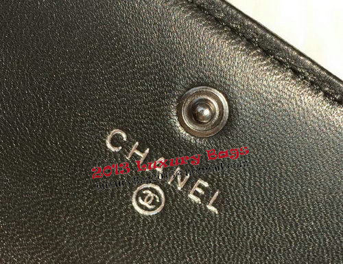 Boy Chanel Matelasse Long Wallet Original Sheepskin Leather A80376 Black