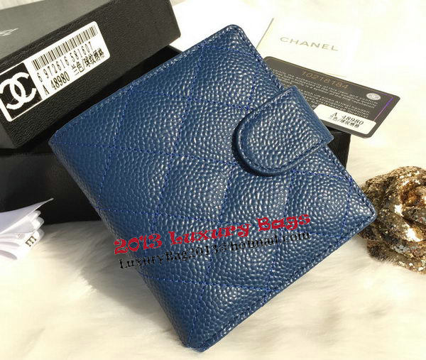 Chanel Matelasse Bi-Fold Wallet Cannage Patterns A48980 Blue