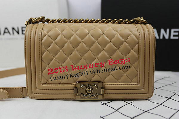 Boy Chanel Flap Shoulder Bags Apricot Original Sheepskin A67025 Gold