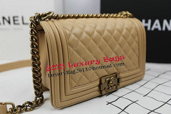 Boy Chanel Flap Shoulder Bags Apricot Original Sheepskin A67025 Gold