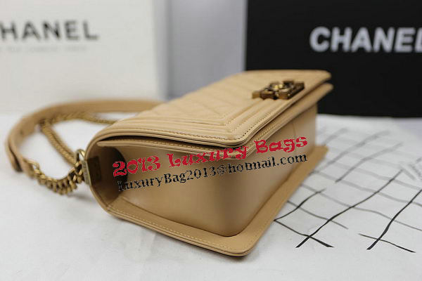 Boy Chanel Flap Shoulder Bags Apricot Original Sheepskin A67025 Gold