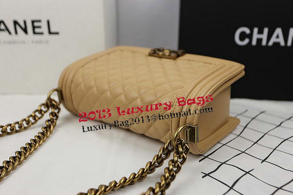 Boy Chanel Flap Shoulder Bags Apricot Original Sheepskin A67025 Gold