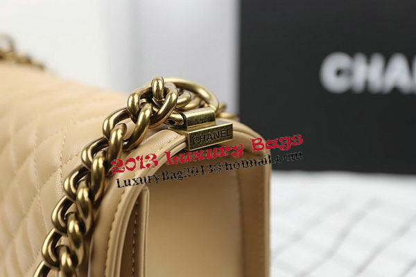 Boy Chanel Flap Shoulder Bags Apricot Original Sheepskin A67025 Gold