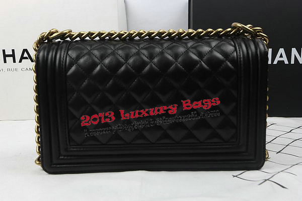 Boy Chanel Flap Shoulder Bags Black Original Sheepskin A67025 Gold