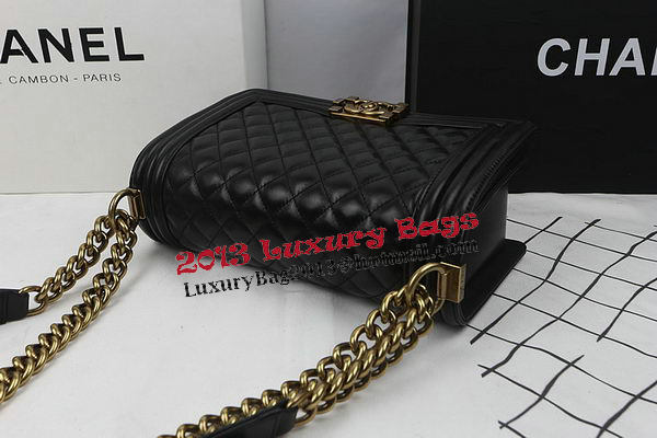 Boy Chanel Flap Shoulder Bags Black Original Sheepskin A67025 Gold