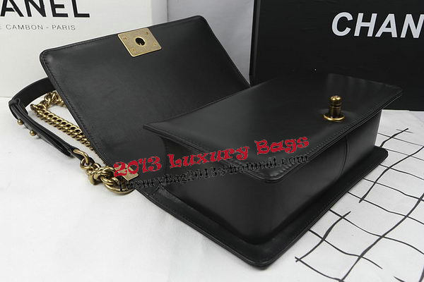 Boy Chanel Flap Shoulder Bags Black Original Sheepskin A67025 Gold