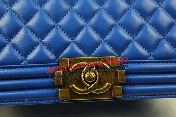 Boy Chanel Flap Shoulder Bags Blue Original Sheepskin A67025 Gold