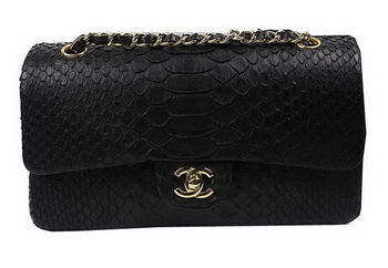 Chanel 2.55 Series Flap Bags Original Snake Leather A1112 Black